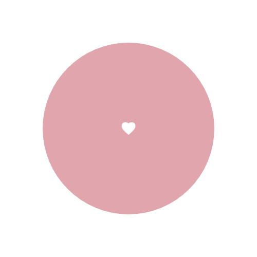 Großer rosafarbener Kreis mit weißem Herz. Die Praxis Nestwärme in München bietet PEKiP-Kurse, Geburtsvorbereitsungskurse und Babymassagen an.